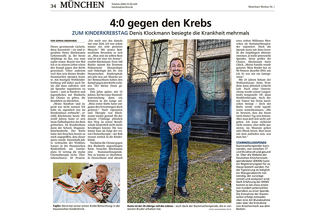 Zeitungsartikel zum Kinderkrebstag