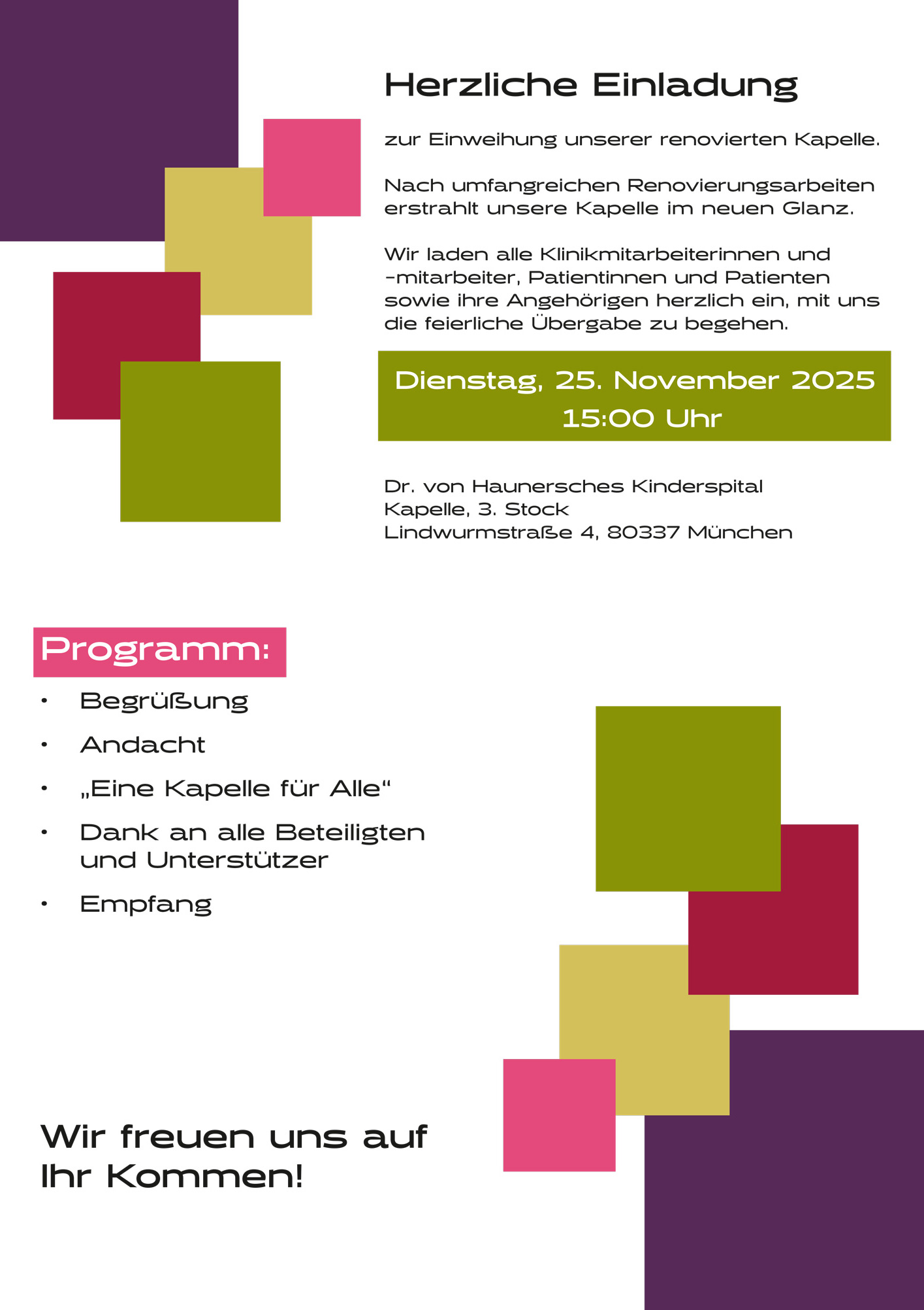 Poster Einladung Eröffnung Kapelle